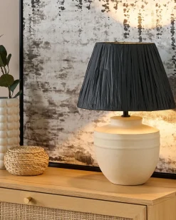 Outlet Beliani Lampada da tavolo TIGRE Ceramica Beige Beige Nero