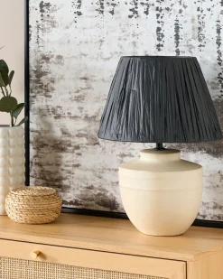 Outlet Beliani Lampada da tavolo TIGRE Ceramica Beige Beige Nero