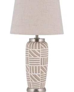 Best Beliani Lampada da tavolo TRAISEN Ceramica Beige Argento Bianco Beige
