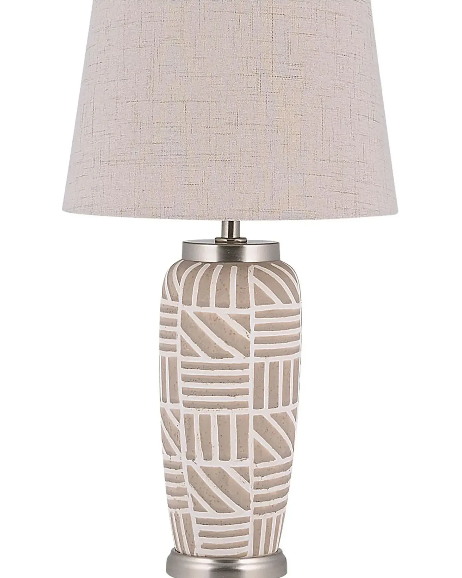 Best Beliani Lampada da tavolo TRAISEN Ceramica Beige Argento Bianco Beige