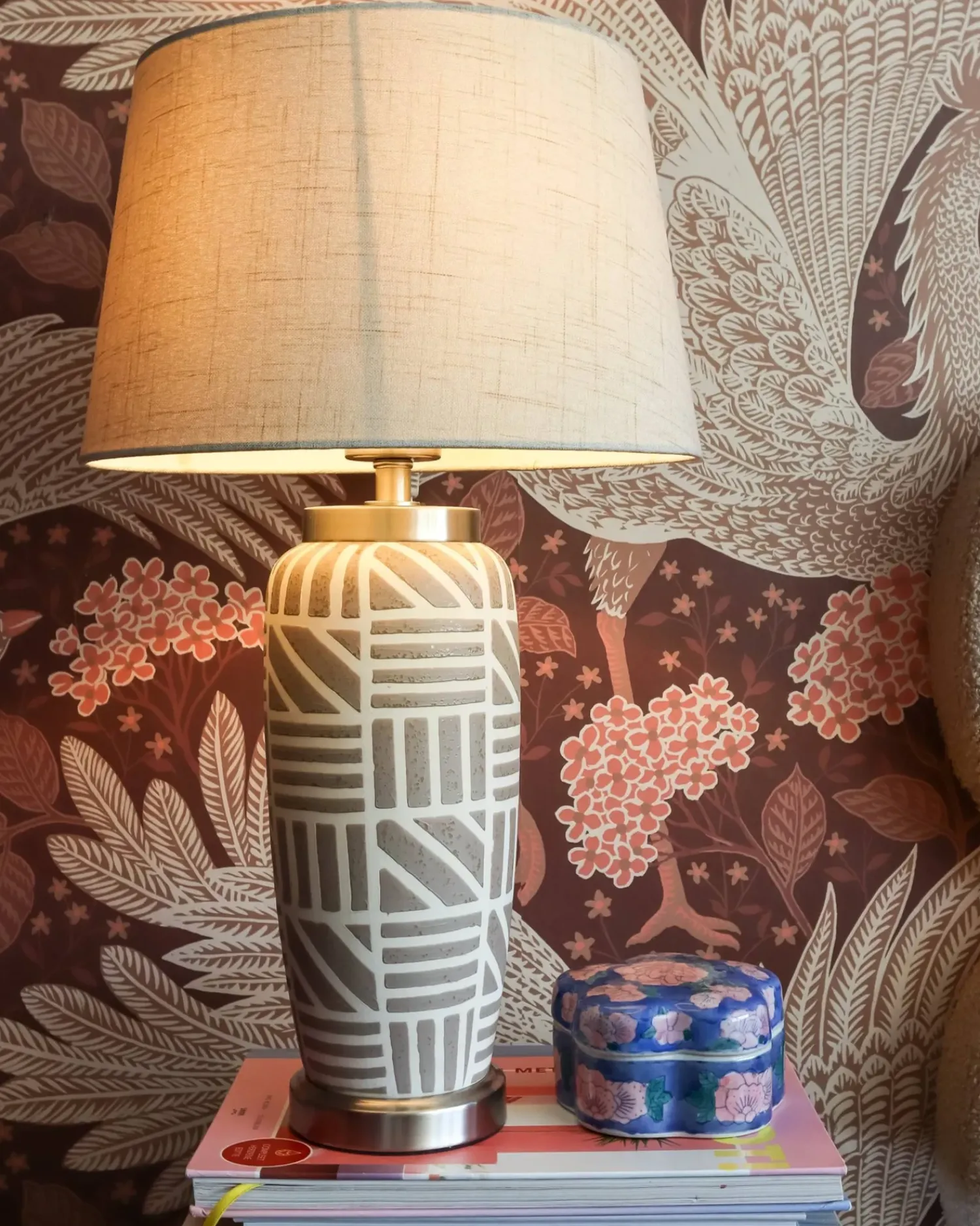 Best Beliani Lampada da tavolo TRAISEN Ceramica Beige Argento Bianco Beige