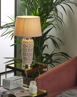 Best Beliani Lampada da tavolo TRAISEN Ceramica Beige Argento Bianco Beige