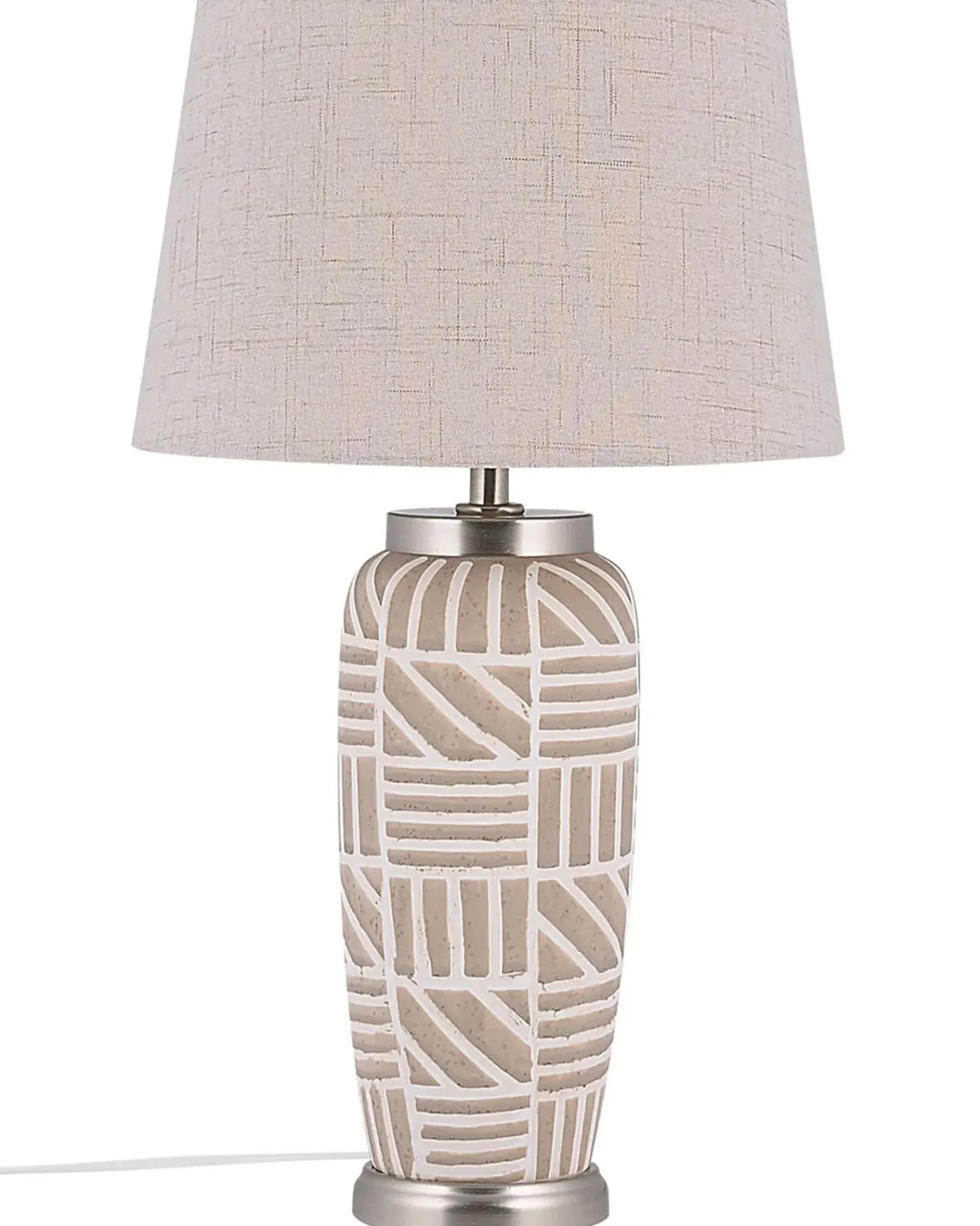 Best Beliani Lampada da tavolo TRAISEN Ceramica Beige Argento Bianco Beige