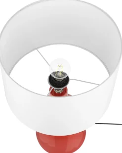 Online Beliani Lampada da tavolo TRIVERSA Ceramica Rosso Bianco Rosso