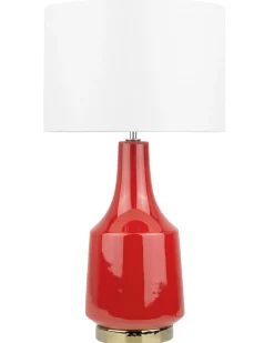 Online Beliani Lampada da tavolo TRIVERSA Ceramica Rosso Bianco Rosso