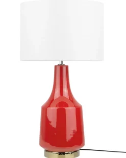 Online Beliani Lampada da tavolo TRIVERSA Ceramica Rosso Bianco Rosso