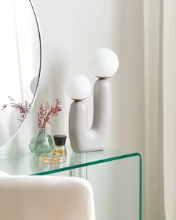 New Beliani Lampada da tavolo TULUN Grigio Bianco Grigio