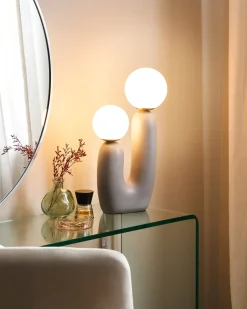 New Beliani Lampada da tavolo TULUN Grigio Bianco Grigio