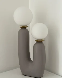 New Beliani Lampada da tavolo TULUN Grigio Bianco Grigio