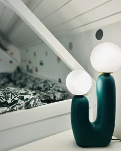 New Beliani Lampada da tavolo TULUN Verde scuro Bianco Verde