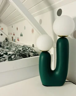New Beliani Lampada da tavolo TULUN Verde scuro Bianco Verde