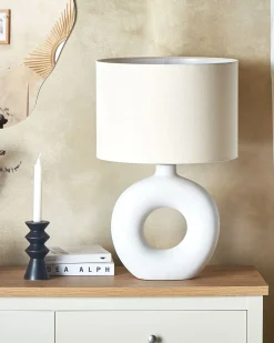 Online Beliani Lampada da tavolo VENTA Ceramica Bianco Bianco Beige