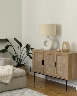 Online Beliani Lampada da tavolo VENTA Ceramica Bianco Bianco Beige