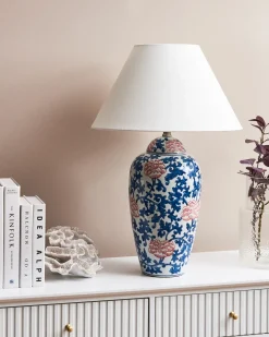Hot Beliani Lampada da tavolo VERUSA Porcellana Bianco/Blu Bianco Blu Rosso
