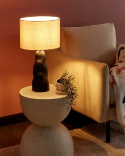 Hot Beliani Lampada da tavolo VILAR Ceramica Nero Beige Nero