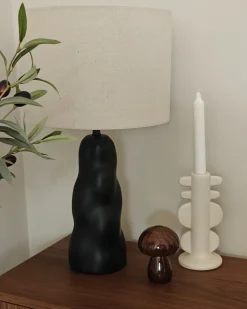 Hot Beliani Lampada da tavolo VILAR Ceramica Nero Beige Nero