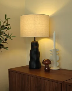Hot Beliani Lampada da tavolo VILAR Ceramica Nero Beige Nero