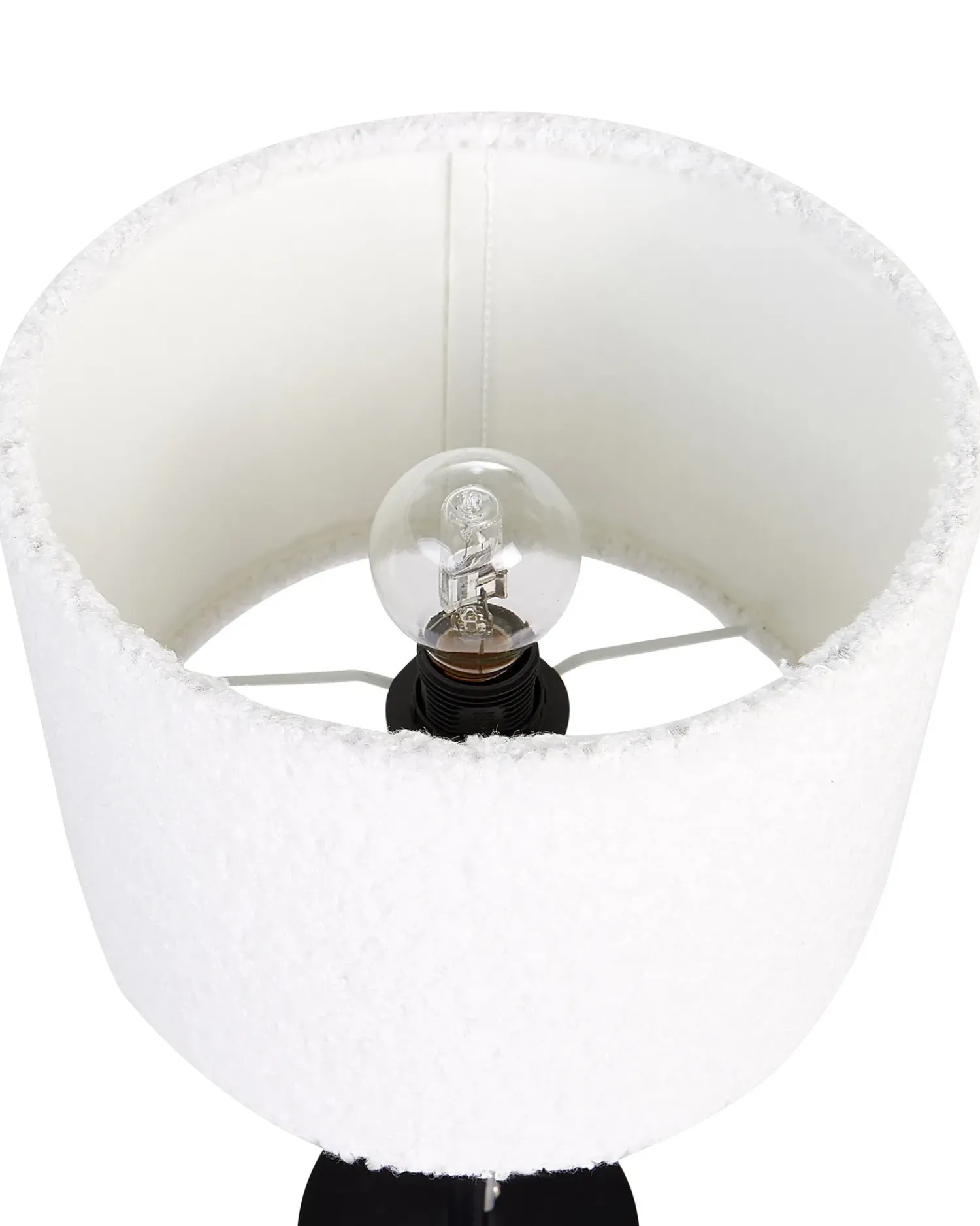 Sale Beliani Lampada da tavolo VINAZCO Bouclé Bianco Bianco Nero