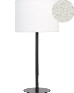 Sale Beliani Lampada da tavolo VINAZCO Bouclé Bianco Bianco Nero