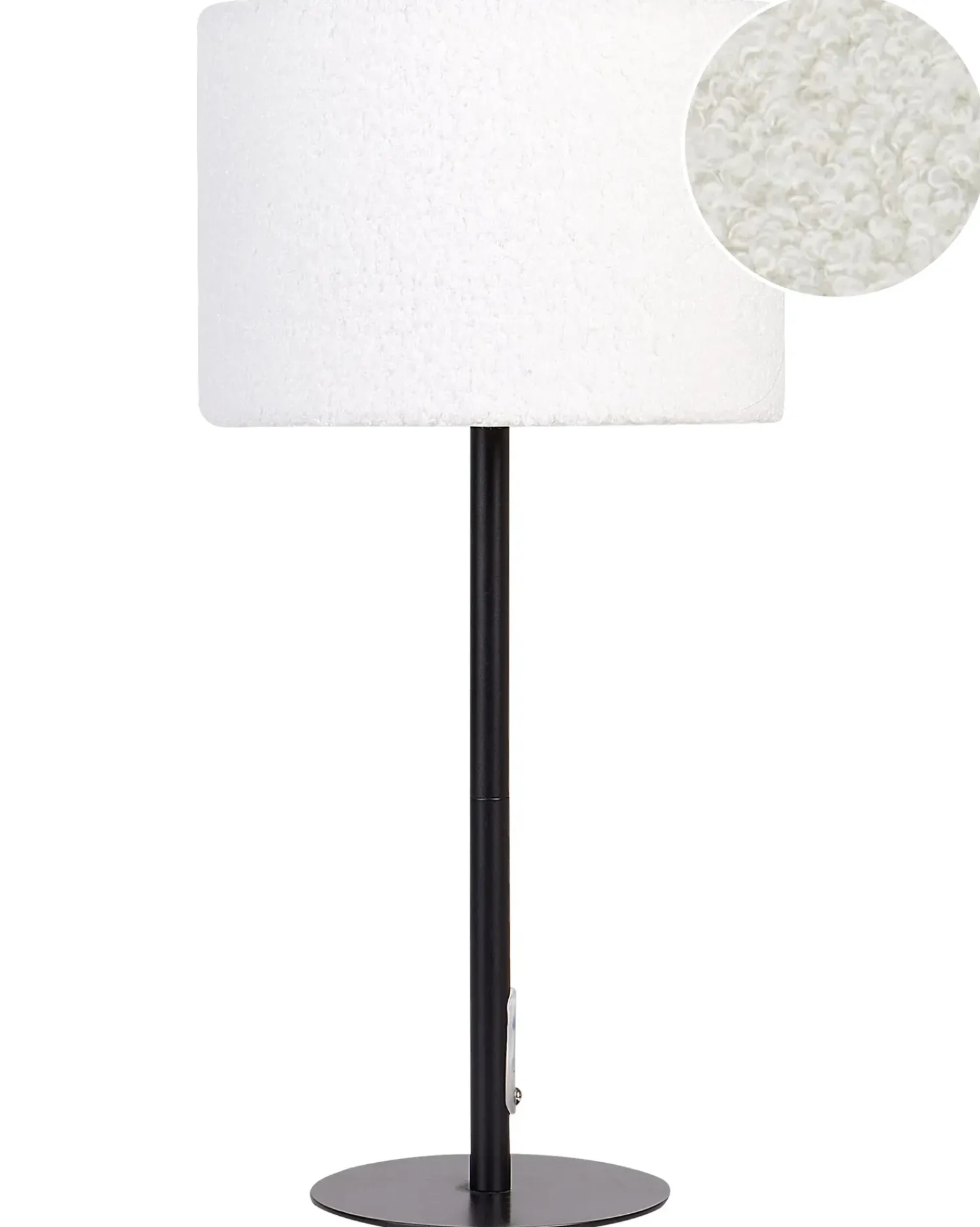 Sale Beliani Lampada da tavolo VINAZCO Bouclé Bianco Bianco Nero
