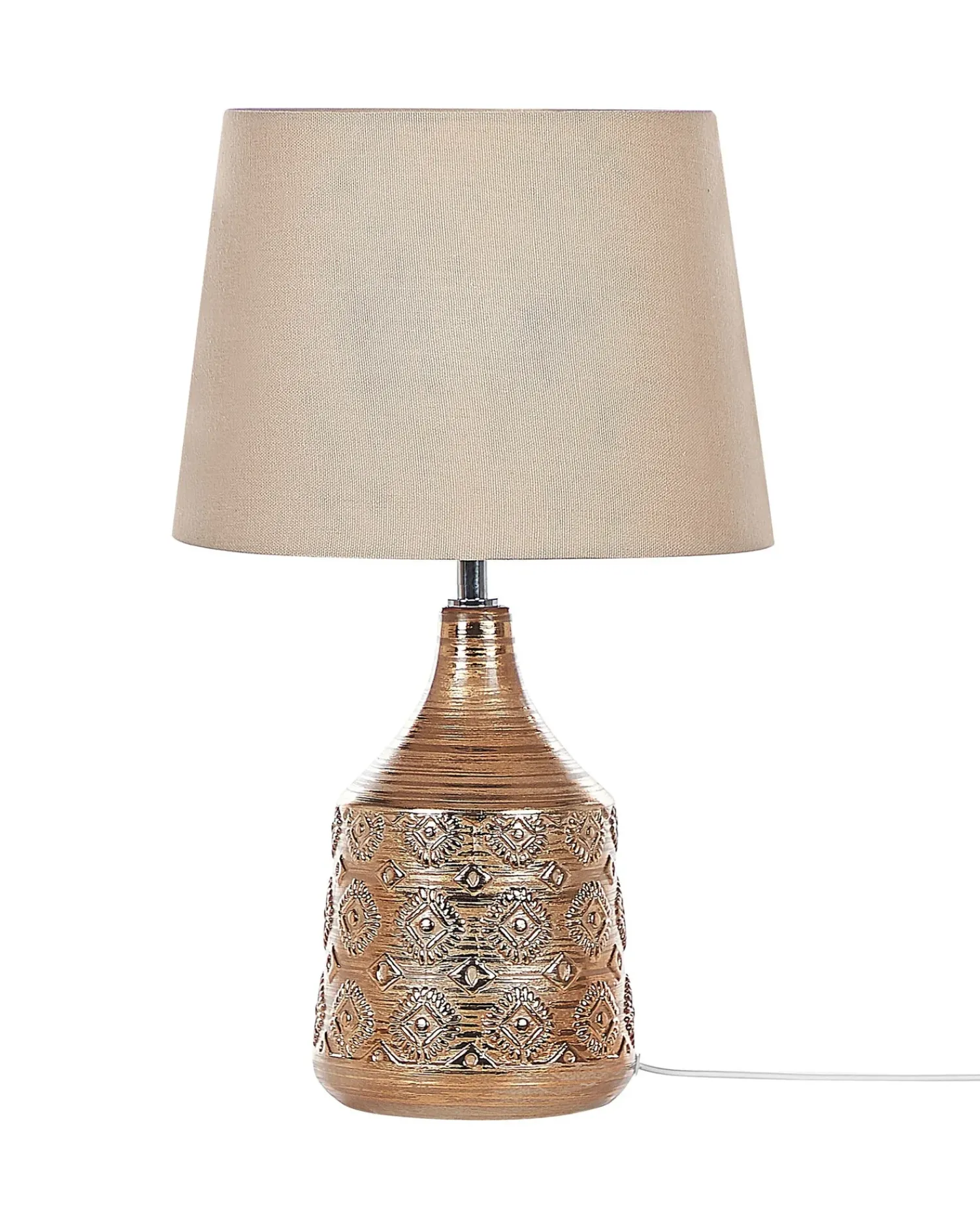 Beliani Lampada da tavolo WARI Ceramica Marrone dorato Beige Marrone