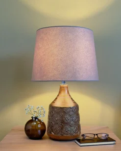 Beliani Lampada da tavolo WARI Ceramica Marrone dorato Beige Marrone