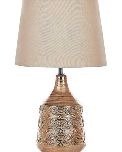 Beliani Lampada da tavolo WARI Ceramica Marrone dorato Beige Marrone