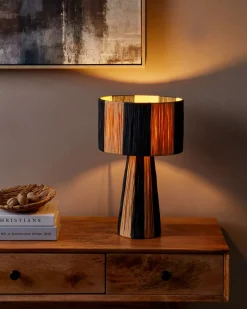 Sale Beliani Lampada da tavolo WELMEL Vimini Marrone/Nero Naturale Nero