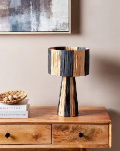 Sale Beliani Lampada da tavolo WELMEL Vimini Marrone/Nero Naturale Nero