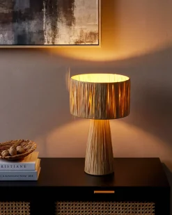 Sale Beliani Lampada da tavolo WELMEL Vimini Naturale
