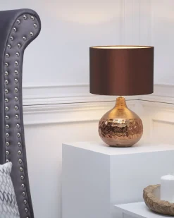 Sale Beliani Lampada da tavolo YAKIMA Porcellana Marrone Marrone Oro