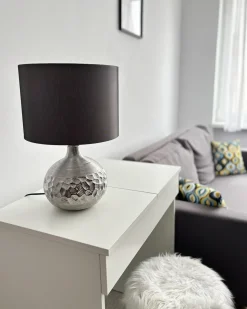 Discount Beliani Lampada da tavolo YAKIMA Porcellana Grigio Argento Grigio