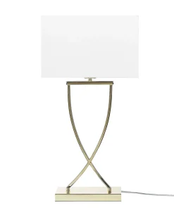 Outlet Beliani Lampada da tavolo YASUNI Metallo Bianco/Oro Bianco Oro