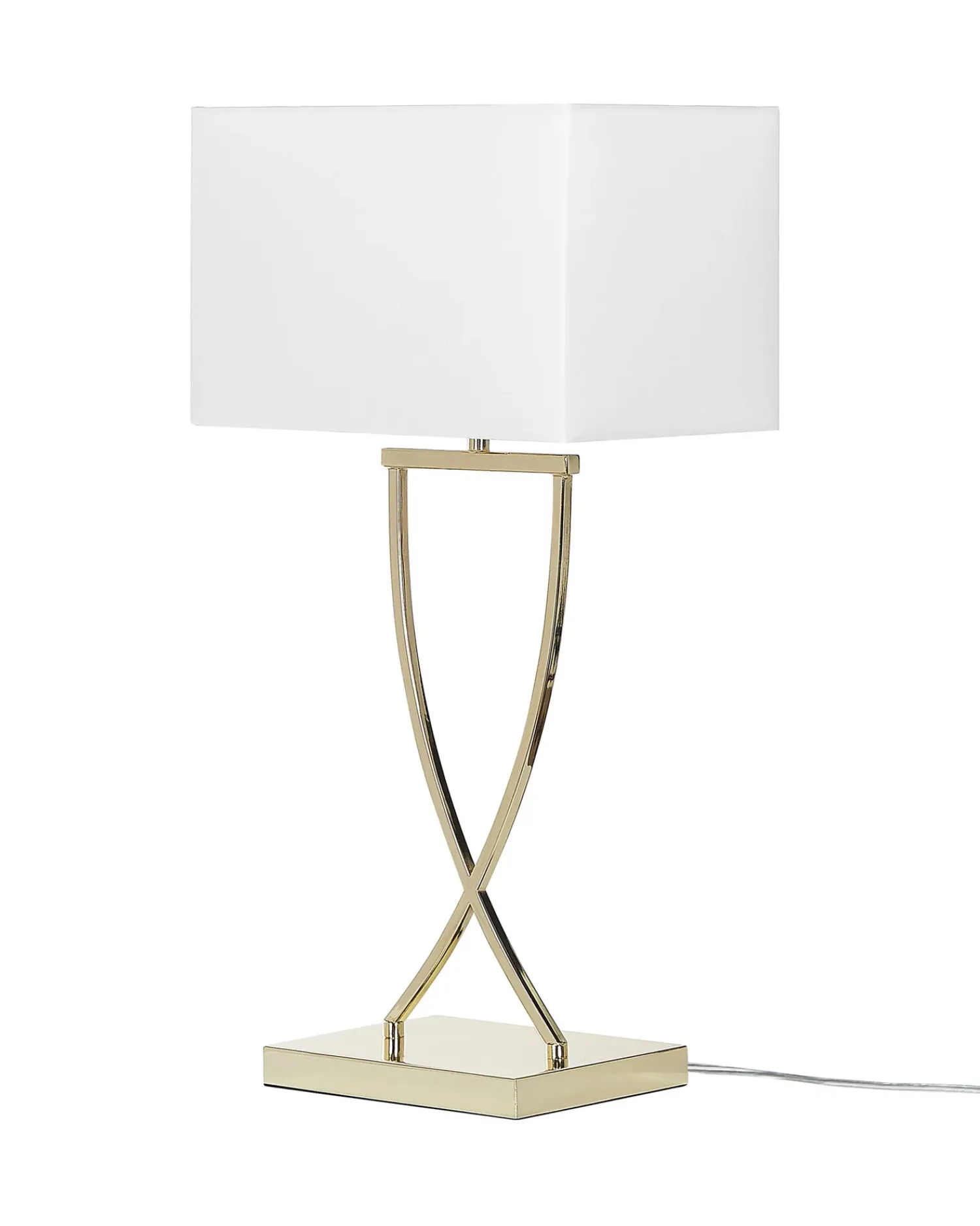 Outlet Beliani Lampada da tavolo YASUNI Metallo Bianco/Oro Bianco Oro