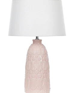 Sale Beliani Lampada da tavolo ZARIMA Ceramica Rosa Bianco Rosa