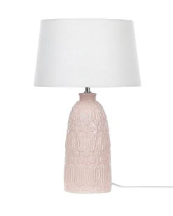 Sale Beliani Lampada da tavolo ZARIMA Ceramica Rosa Bianco Rosa