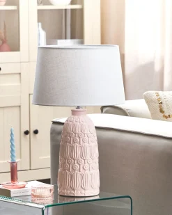 Sale Beliani Lampada da tavolo ZARIMA Ceramica Rosa Bianco Rosa