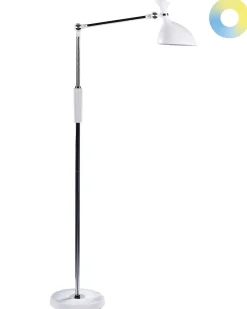 Sale Beliani Lampada da terra a LED ANDROMEDA con dimmer Metallo Bianco Bianco Argento Nero