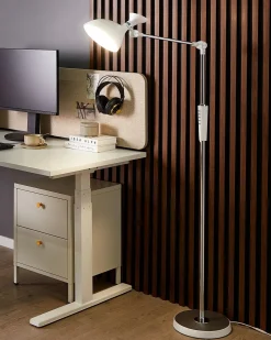 Sale Beliani Lampada da terra a LED ANDROMEDA con dimmer Metallo Bianco Bianco Argento Nero