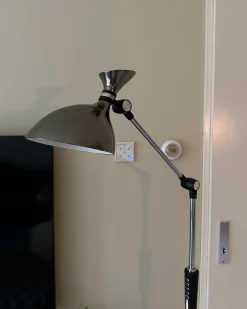 Sale Beliani Lampada da terra a LED ANDROMEDA con dimmer Metallo Argento Argento Nero