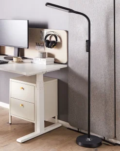 Discount Beliani Lampada da terra a LED ARIES con telecomando con dimmer Metallo Nero
