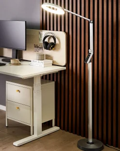 Outlet Beliani Lampada da terra a LED CARINA con dimmer Metallo Argento