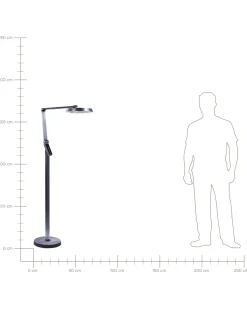 Outlet Beliani Lampada da terra a LED CARINA con dimmer Metallo scuro Grigio