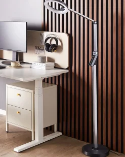 Outlet Beliani Lampada da terra a LED CARINA con dimmer Metallo scuro Grigio