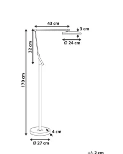 Outlet Beliani Lampada da terra a LED CARINA con dimmer Metallo scuro Grigio
