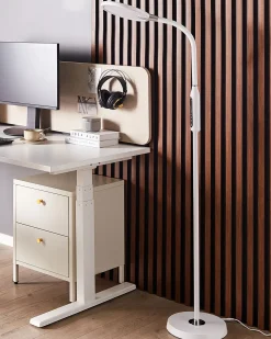 Beliani Lampada da terra a LED CASSIOPEIA con dimmer Metallo Bianco