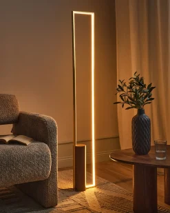 New Beliani Lampada da terra a LED PATRICIO Metallo Oro Marrone Oro