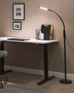 Outlet Beliani Lampada da terra con morsetto convertibile a LED APUS con telecomando con dimmer Metallo Nero