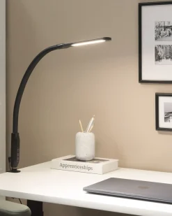 Outlet Beliani Lampada da terra con morsetto convertibile a LED APUS con telecomando con dimmer Metallo Nero