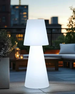 Outlet Beliani Lampada da terra LED per esterni SABANAS con telecomando Bianco